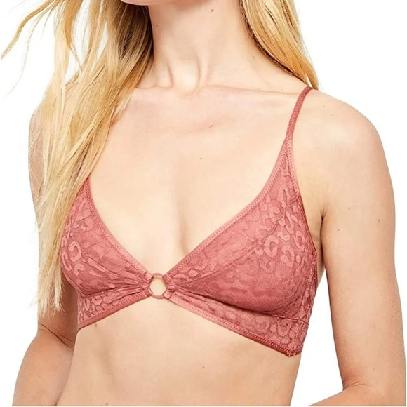 NWOT Free People Bra Toni Bralette Intimately FP Pink Print Lace Allure Large - Picture 1 of 5